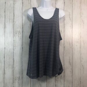 Athleta Max Out Navy White Stripe Tank Top Low Back Side Tie Extra Large